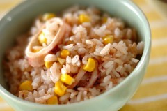 イカとコーンのバター炊き込みご飯